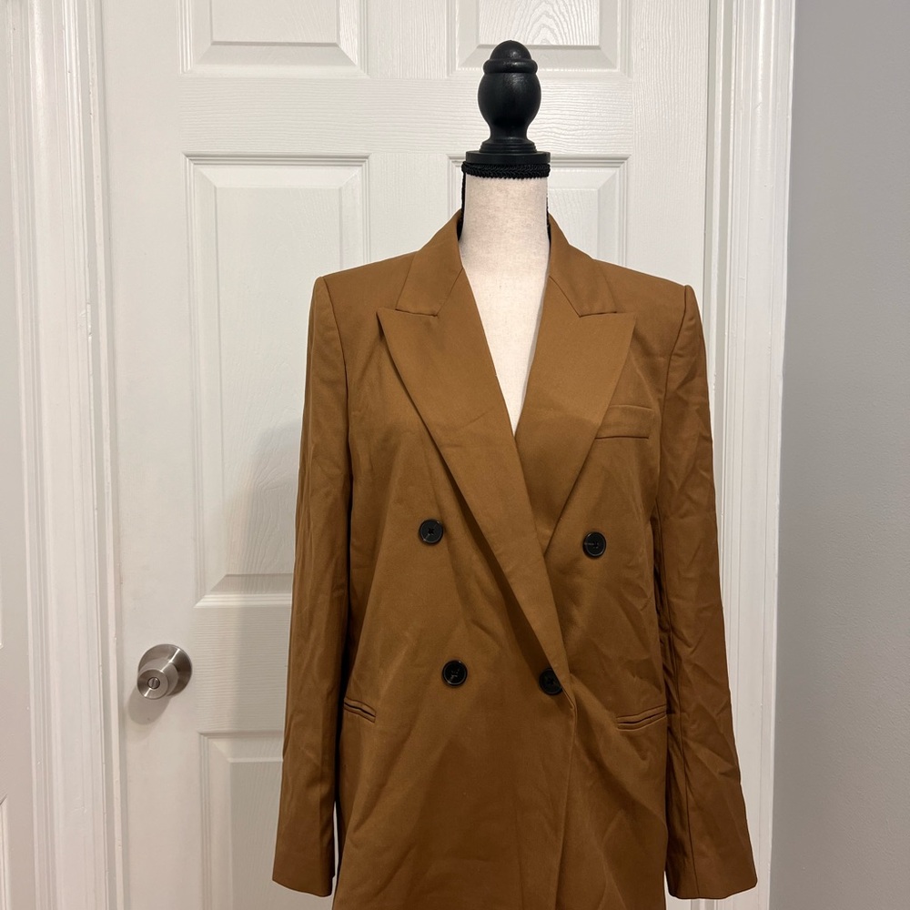 Zara Women's Camel Double-Breasted Blazer